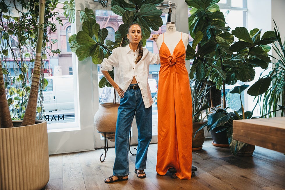 Mara Hoffman Circular Dress mara hoffman poses in her soho store with a fully circular dress